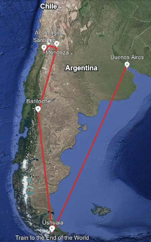 Argentina Itinerary Map
