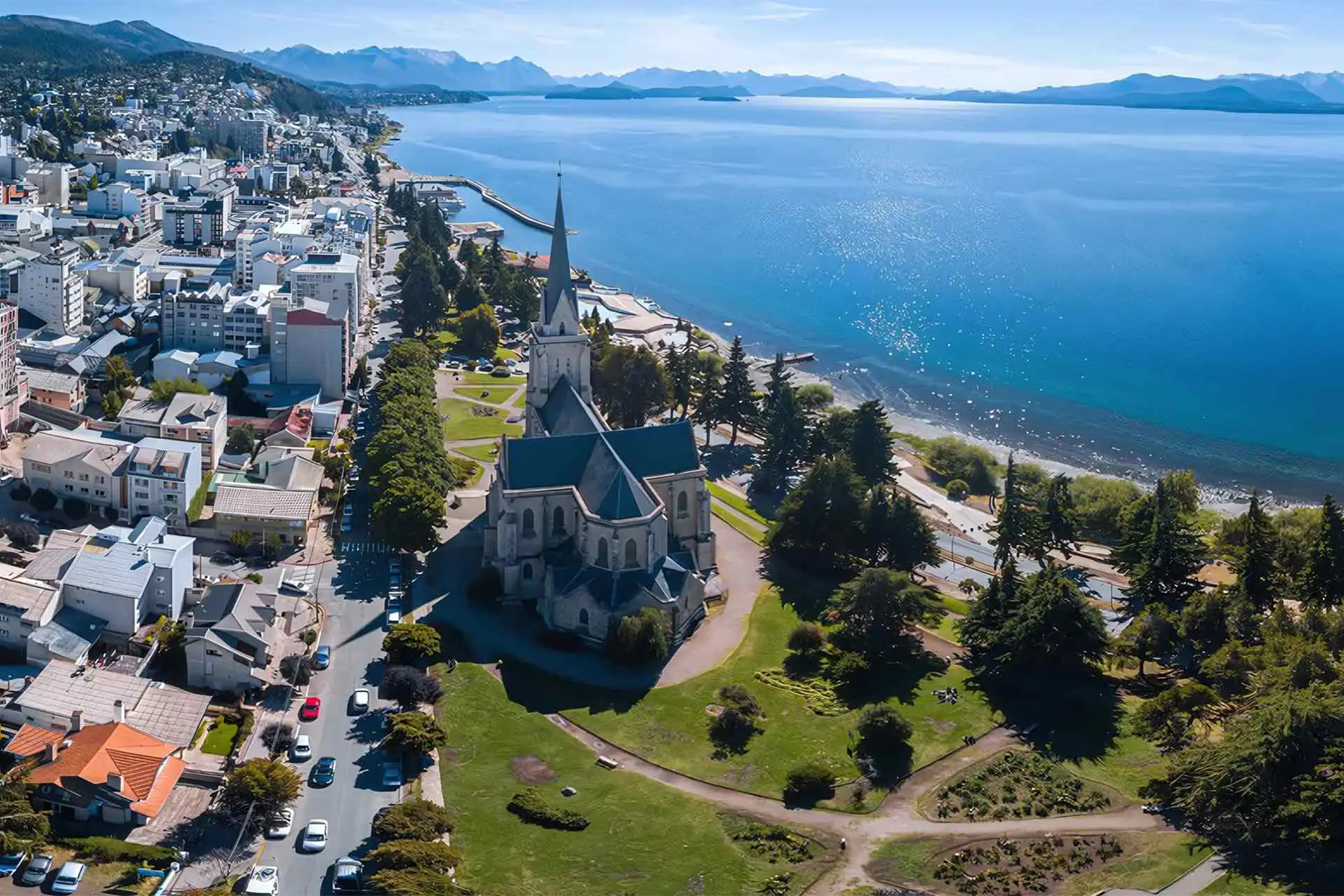 San Bariloche with lake and Andes mountains